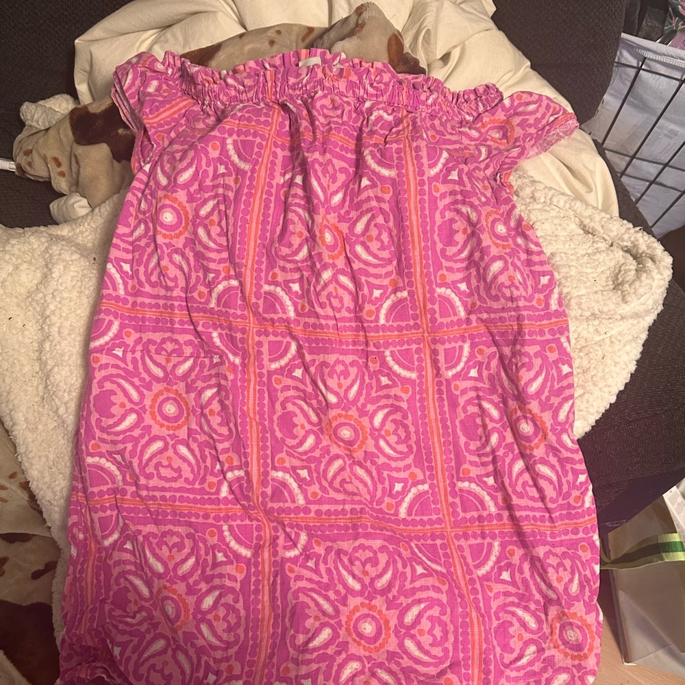 Vineyard Vines Pink and Orange Strapless Dress